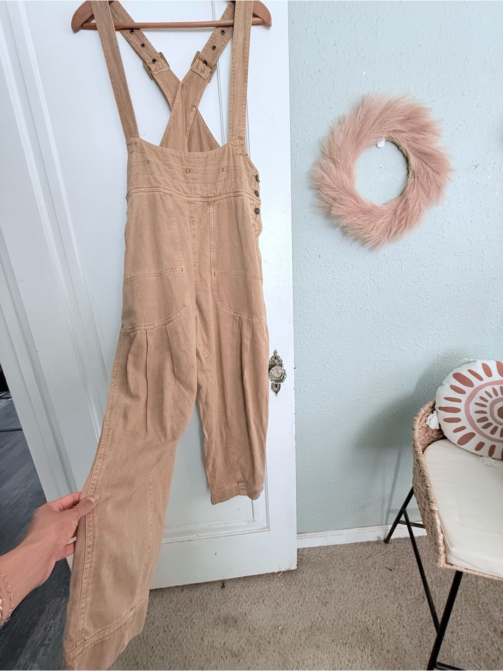 We The Free tan cotton overalls